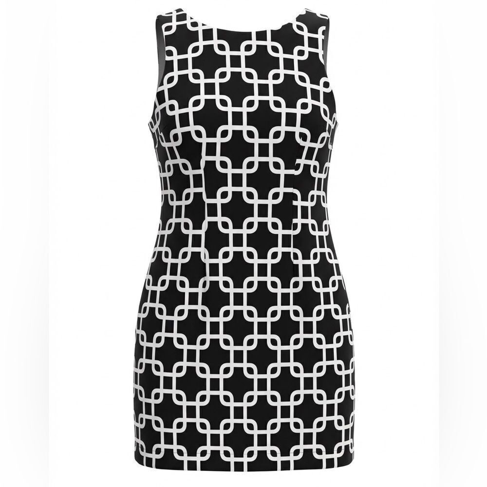 GRETCHEN SCOTT WOMENS DRESS BLACK WITH WHITE DESIGN SIZE S LINED